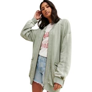 Free People Robby Bomber Jacket in Washed Army NWT